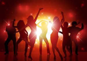 Party People Background - Dancing Silhouettes Illustration, Vector